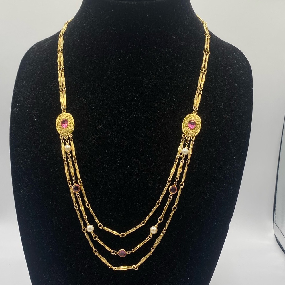 1928 Gold tone Layered Chain Necklace - Picture 2 of 7